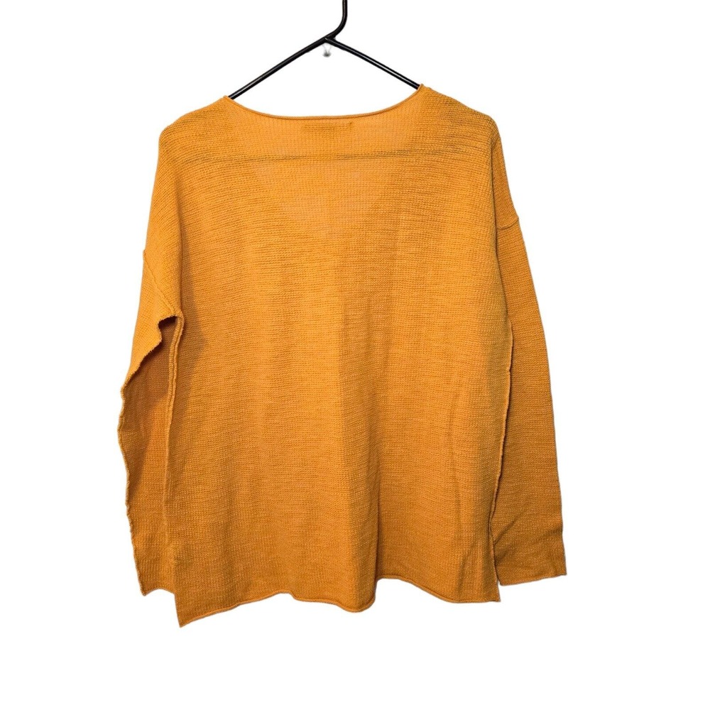 Elliott Lauren Waffle Knit Lightweight Inside Out Yellow Sweater Small - Picture 2 of 4